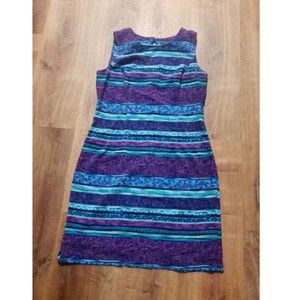 Sag harbor blue & purple Abstract Floral Pattern dress, size 12-----#034